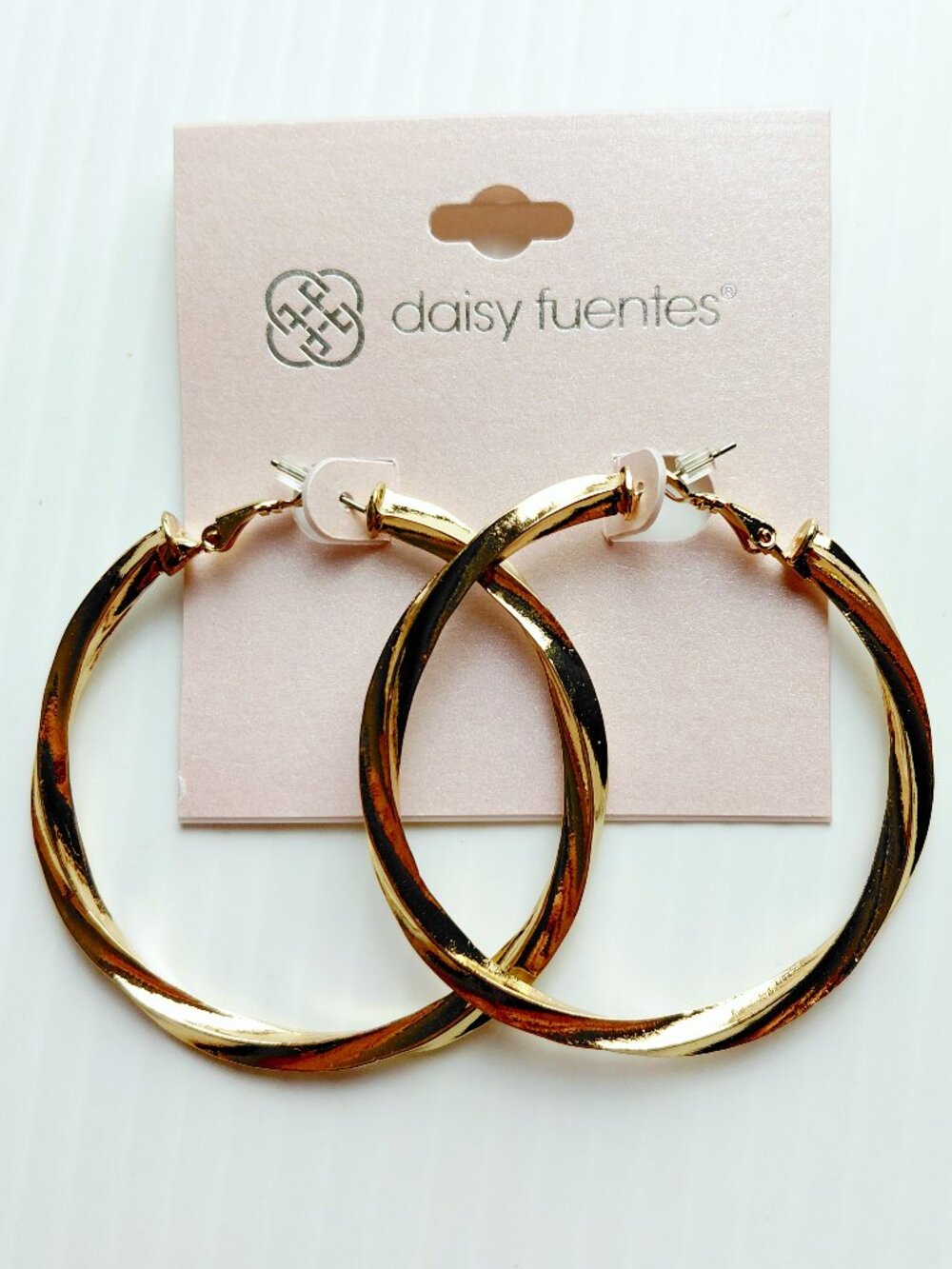 Daisy Fuentes Gold Tone 2" Twisted Hoop Earrings Fashion Jewelry